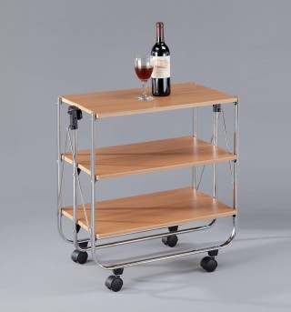 3 Shelve Foldable Wood Serving Trolley Cart - SA084M | 